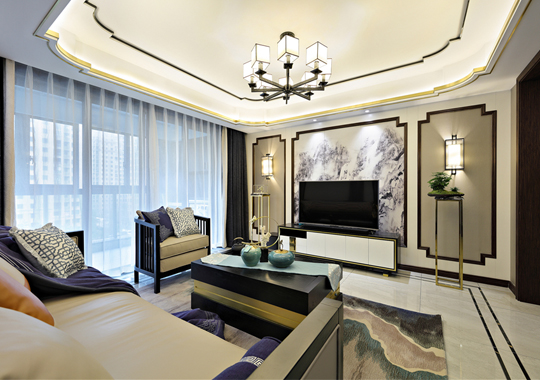紫金西苑140平公寓精装新中式风格案例赏析